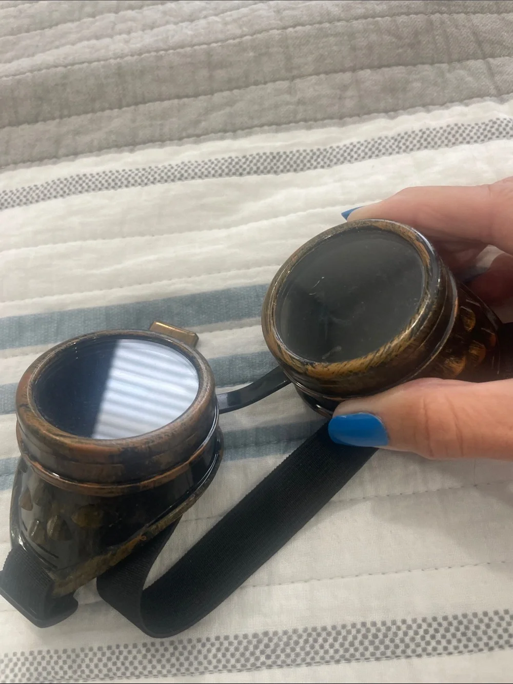 Steampunk Round Goggles in Brown with Black Lenses